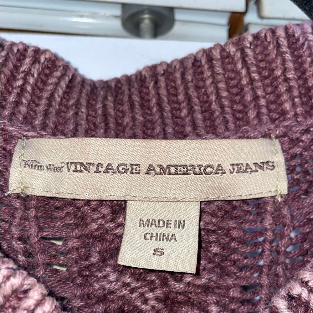 Vintage America Mauve Knit Cardigan Vest - Picture 2 of 7